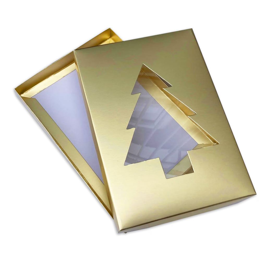 A5 Christmas Tree Window Gift Boxes, Card and Jewellery Packaging 21cm x 15cm x 2cm Deep - Pickaboxx